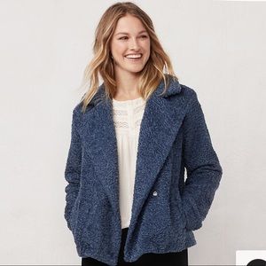 LC Lauren Conrad Fuzzy Blue Teddy Jacket